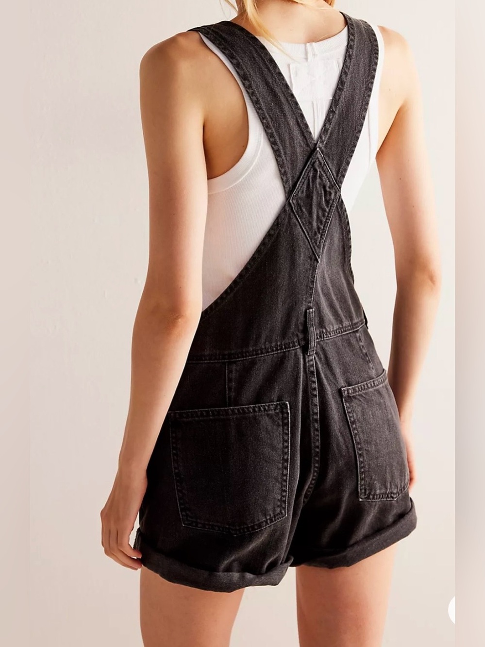 Free  People Ziggy Shortalls Black Denim NWT XS Ret $88 - Picture 2 of 9